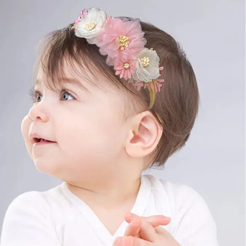 1Pcs Baby Girl Cute Flower Headband Elastic Hair Band Newborn Head Toddler Headband Headwear Kids Accessories Christmas Gifts