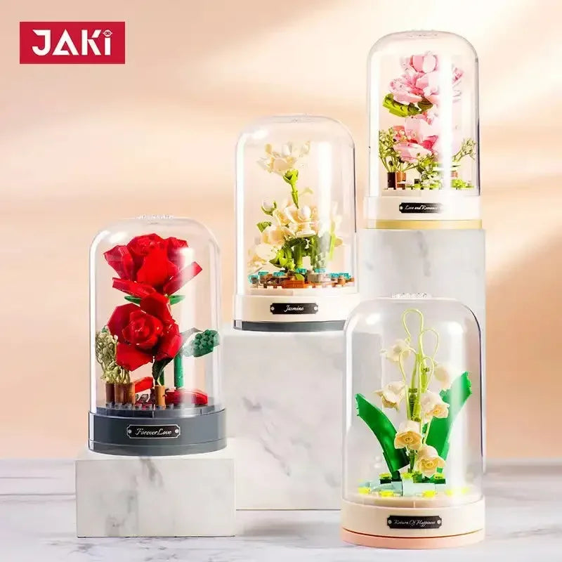 JAKI Blocks Teens Building Toys Bricks DIY Flowers Puzzle Music Box Home Decor Women Gift 2675 2676 2677 2678