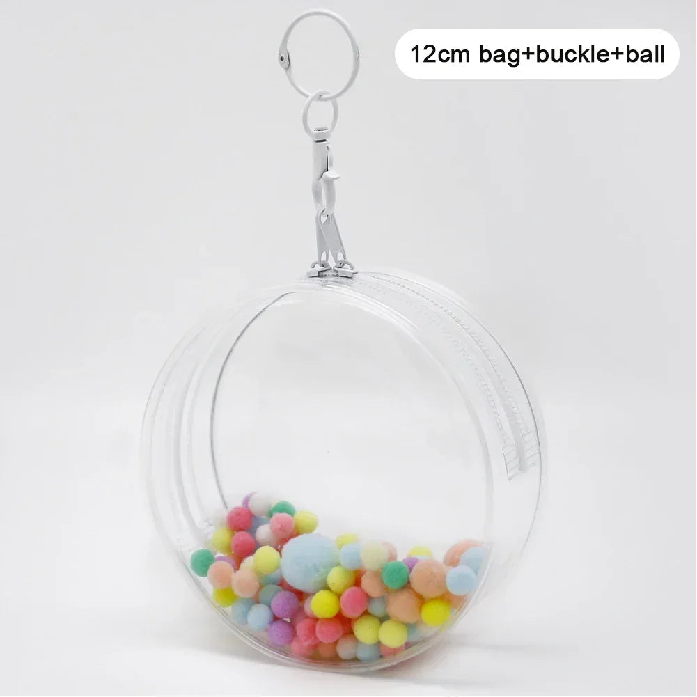 12/14cm Multi-color Doll Storage BagTransparent Round Doll Bag Circular Hanging Outdoor Doll Display Bag with Keychain