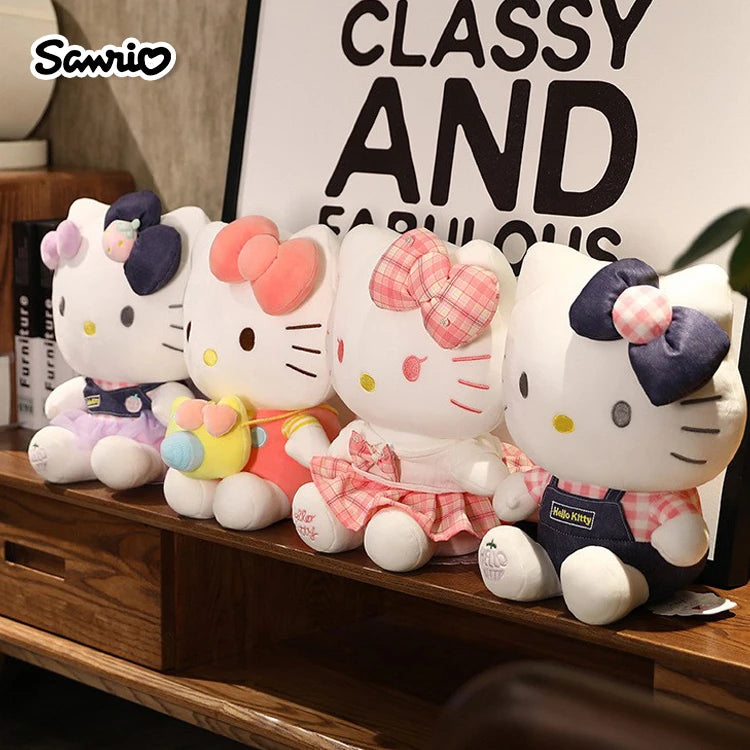 Sanrio Hello Kitty Kuromi Throw Pillow Baby Stuffed Toys Anime Cat Plush Toys Plushie Kids Gifts Children Dolls For Girls Boys