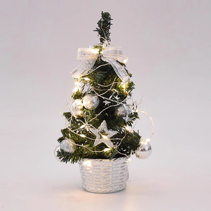 20/30cm Artificial Christmas Tree with LED Light Balls 2024 Christmas Decoration for Home 2025 New Year Gift Xmas Table Ornament