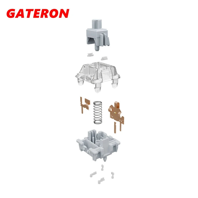 GATERON 0° Silent Switch Linear 5pin Zero Degree switches For Gaming Mechanical Keyboard Dual Rail 6-position Mute Pad pre-lubed