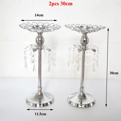 PEANDIM Silver Crystal Candle Holder Wedding Candlestick Christmas Party Table Centerpieces Candelabra Flower Vase Home Decor