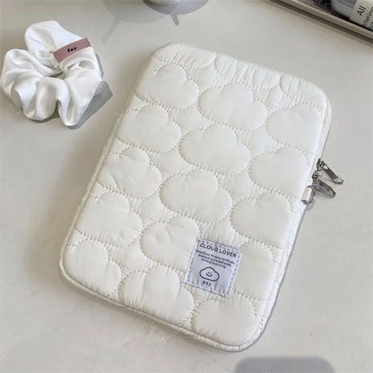 New Cloud Computer Bag Ipad Bag Cotton Large Capacity Storage Embroidery Zip Solid Colour Size 11/13/14 Portable Cute Organizer