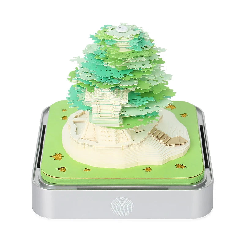 3D Memo Pads Paper Art Notepad Calendar 2025 Four Seasons Tree With Light Decoration Paper Notepad Note Cube With Pen Hole Gift