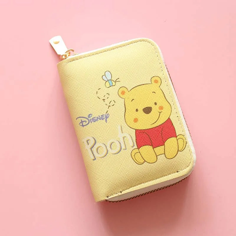 Cute Mickey Minnie Organ Card Bag PU Leather Wallet Cartoon Business Card Case Credit Card Holder Mini Zipper Clutch Bag