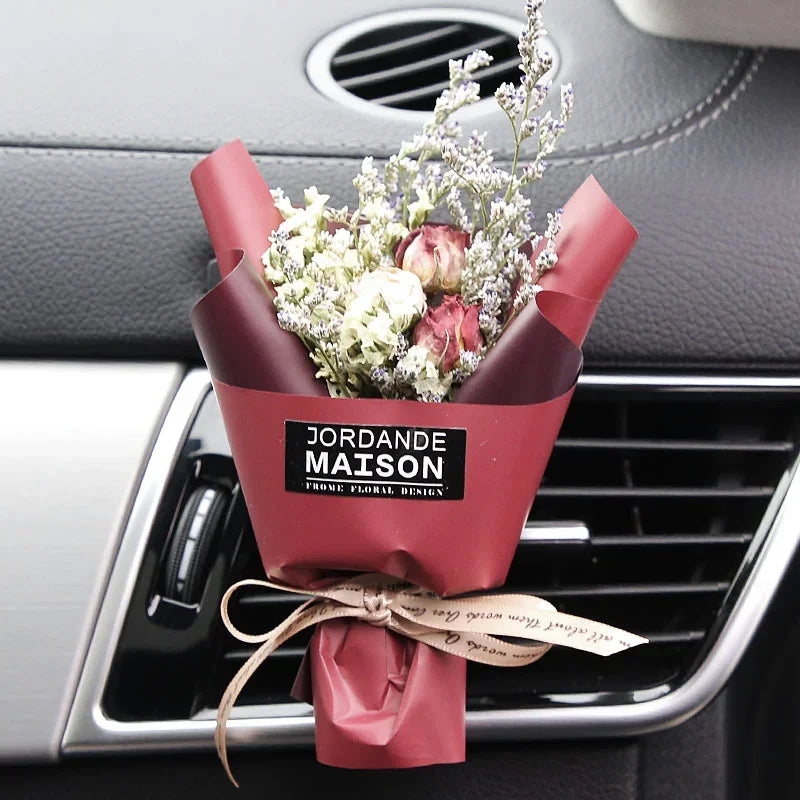 Car Dried Flower Bouquet Car Fragrance Air Outlet Dried Flower Mini Valentine's Day Gift Car Fragrance Bouquet Lucky Decoration