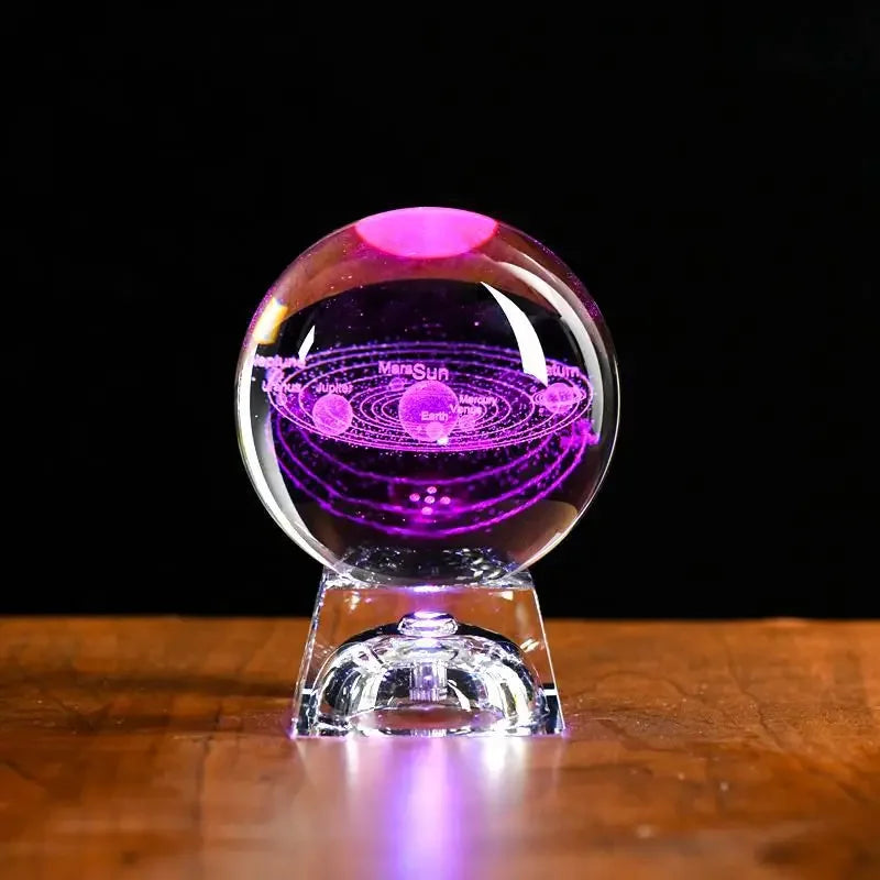 LED Crystal Ball 3D Solar System Planets Crystal Ball Glass Ball Home Decoration Valentine's Day Gift Ornament