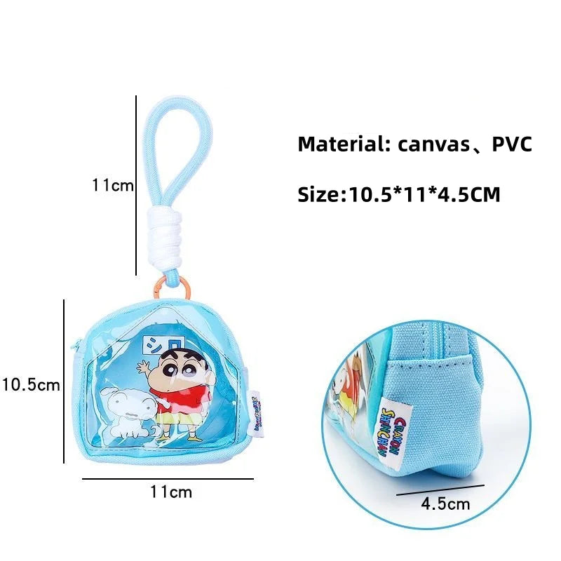 4PCS Kawaii Crayon Shin-Chan Coin Purse Portable Hand Carry Anti-Lost Headphone Key Storage Bag Anime Lipstick Cosmetic Bag Gift