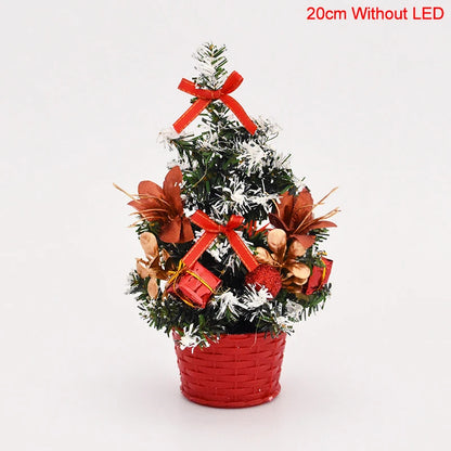 20/30cm Artificial Christmas Tree with LED Light Balls 2024 Christmas Decoration for Home 2025 New Year Gift Xmas Table Ornament