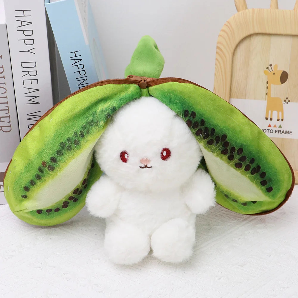 2024 New Bunny Plush Toy Cute Fruit Rabbit Stuffed Animals Transform Cuddly Bunny Plushie Doll for Kids Birthday Gift