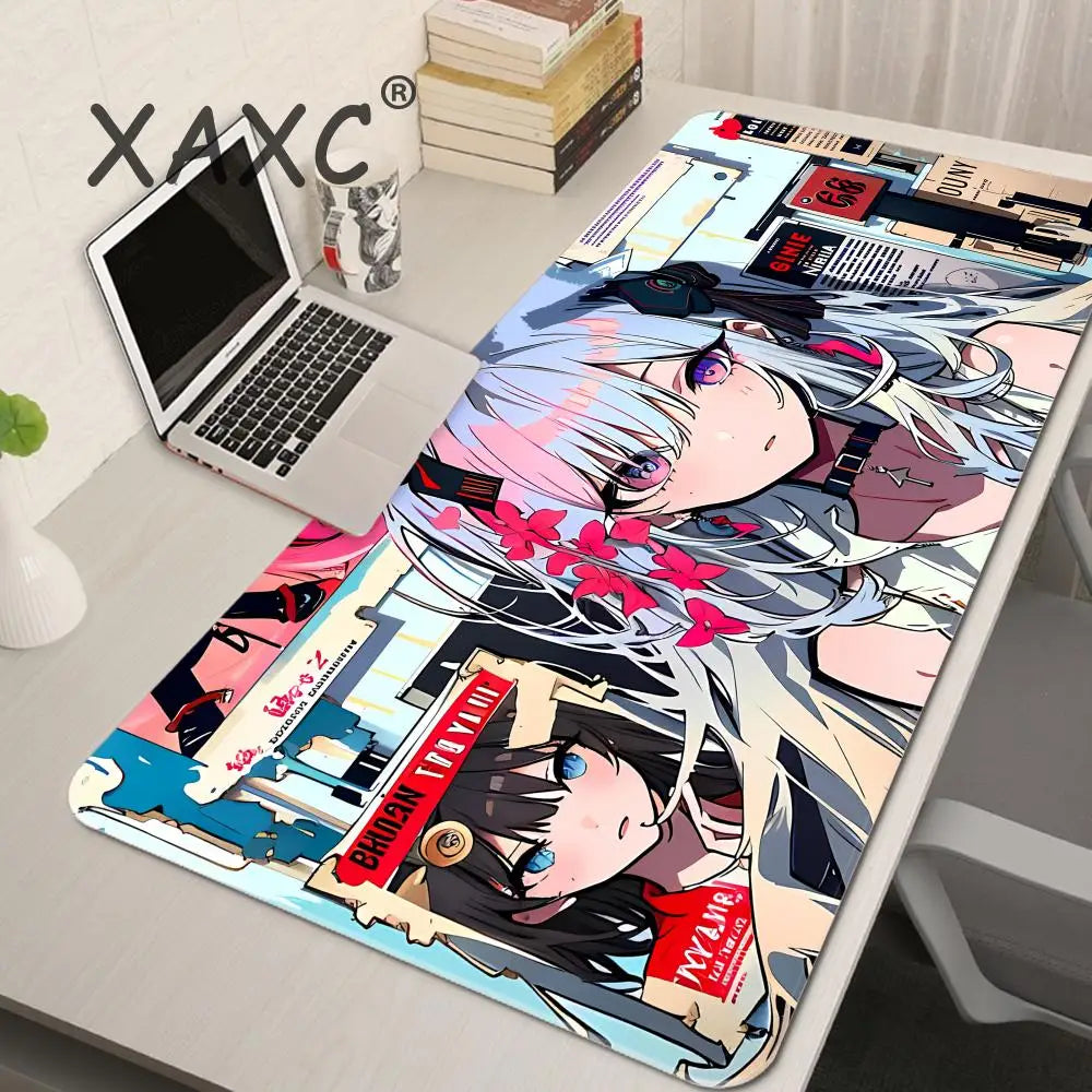 Cute Anime Girl Mouse Pad Pink Mousepad Big Kawaii Mouse Mat Computer Large Play Rubber rug Jinx Desk Mat Girls Beautiful 90x40