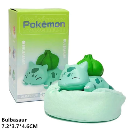 Genuine Pokemon Sleep Anime Figures Starry Dream Series Pikachu Jirachi Eevee Snorlax Bulbasaur With Plush Base Model Dolls Toy