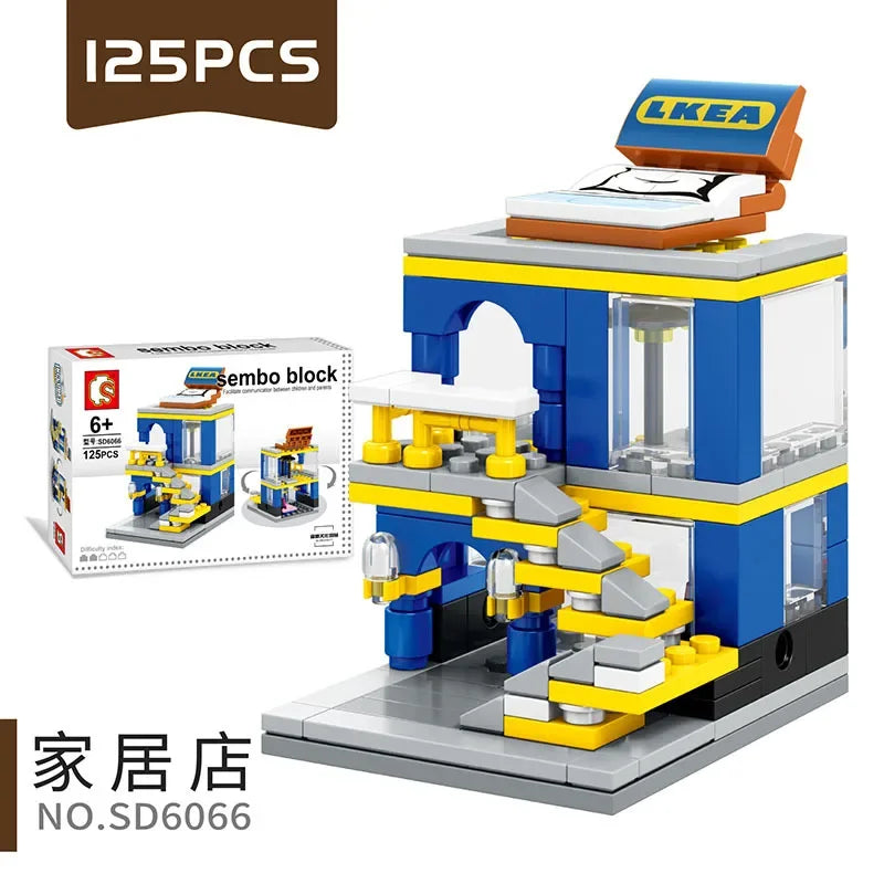 House Building Blocks Mini City Store Street View Snack Street Children's Toys Boys and Girls Gifts Compatible With Lego