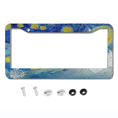 Beautiful oil painting with screws license plate holder car decoration aluminum alloy car parts American specifications A8/13