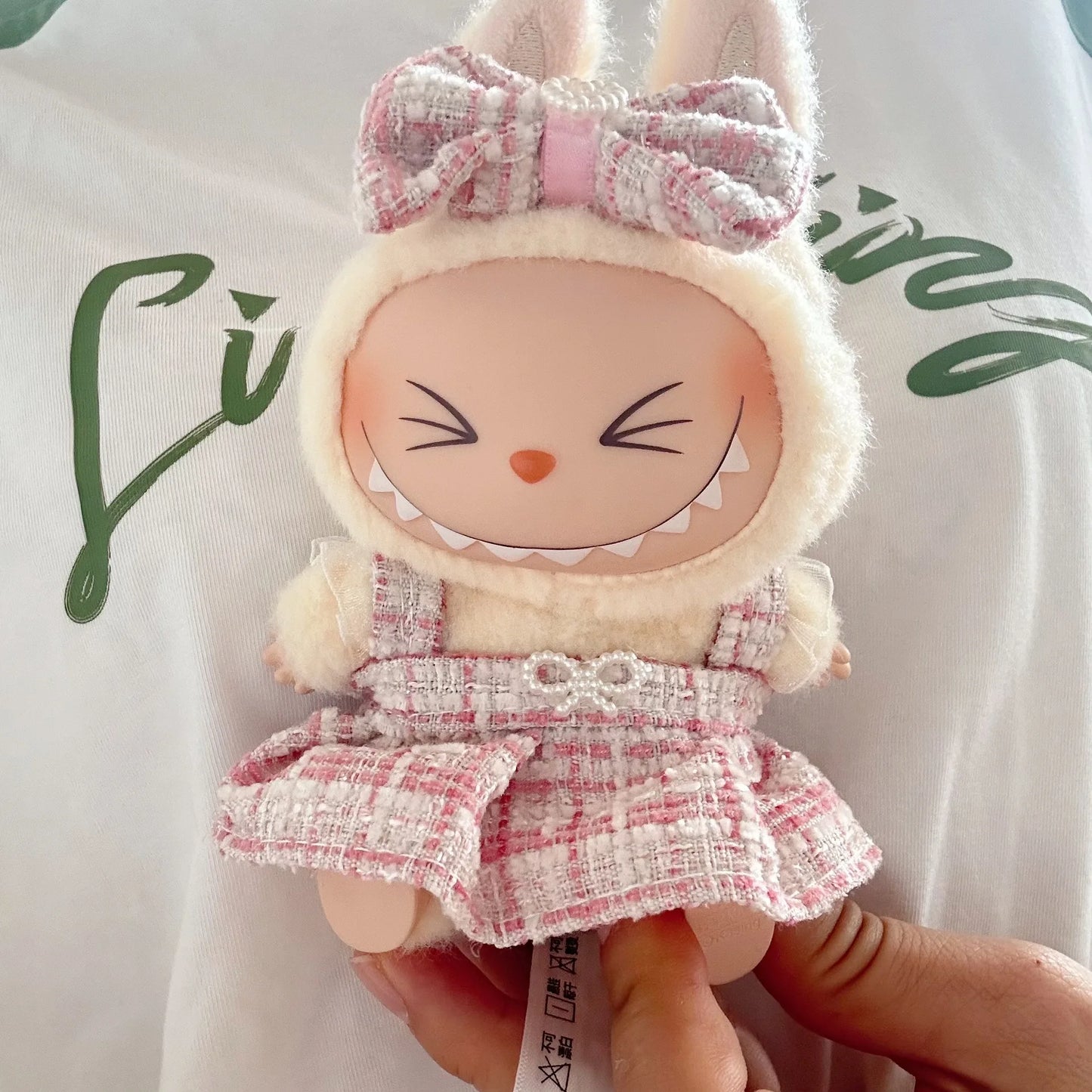 17cm Labubu I II Idol Dolls Cute Mini Plush Doll'S Clothes Korea Kpop Exo Idol Dolls DIY Accessories Pink Skirt Gifts New Style