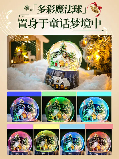 Snowflake Music Octave Box, Rotating Snow Crystal Ball, Miniatures Figurine, Christmas Decorations, Birthday Gifts, Home Decor