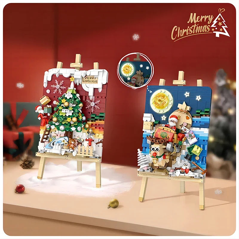 Loz Mini Animals Landscape Drawing Board Building Blocks Christmas Train Puzzle Assembly Model Toy Bricks Children Birthday Gift