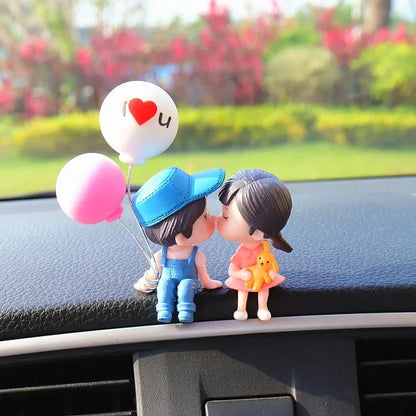 Car Decoration Cute Cartoon Couples Kiss Doll French Romantic Wedding Car Decoration Figurines Ornament Auto Interior Dashboard