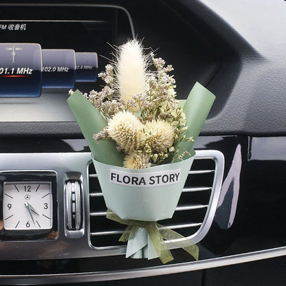 Car Dried Flower Bouquet Car Fragrance Air Outlet Dried Flower Mini Valentine's Day Gift Car Fragrance Bouquet Lucky Decoration