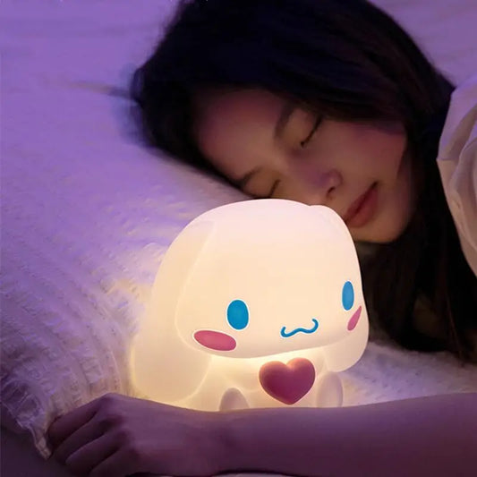 Sanrio Cinnamoroll Night Light Cute Cartoon Girls Soft Silicone Multi-position Tricolor Remote Control Touch Lights Holiday Gift