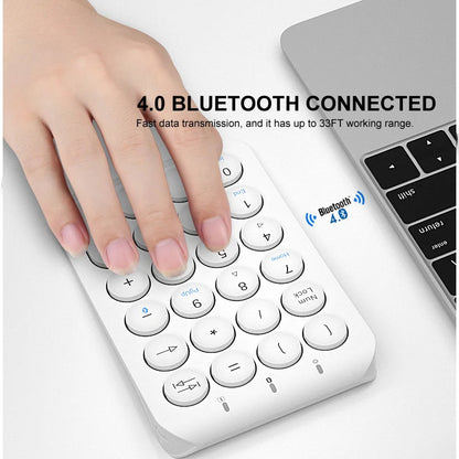 BOW 22 Keys Wireless Number Pad Rechargeable Bluetooth Numeric Keypad Round Keycaps Numpad Number Keyboard for Laptop iPad