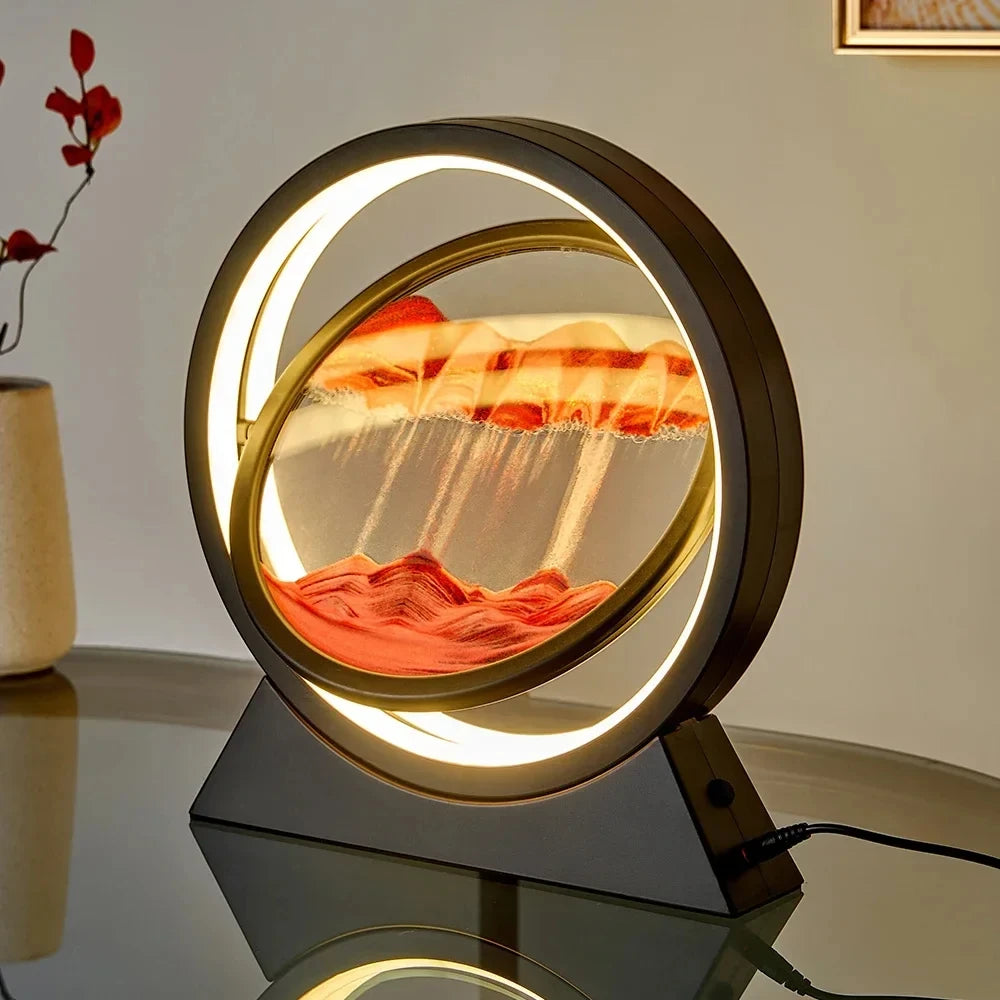 Creative Quicksand Table Lamp Moving Sand Art Picture 3D Hourglass Deep Sea Sandscape Bedroom Lamp for Home Decor Gifts