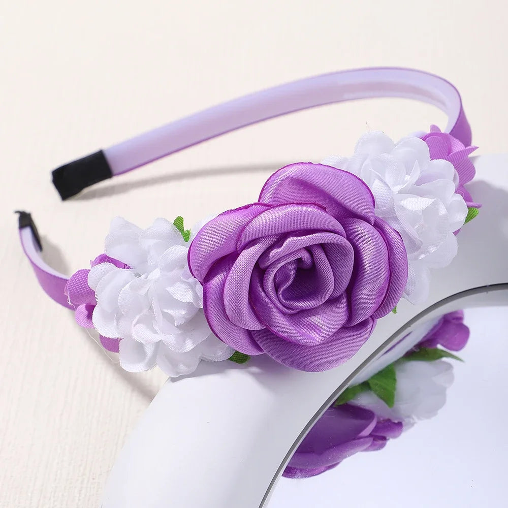 Handmade Head Flower Girls Headbands Baby Hairband Pearl Feather Wedding Princess Kids Dance Party Headwear Newborn Accessories