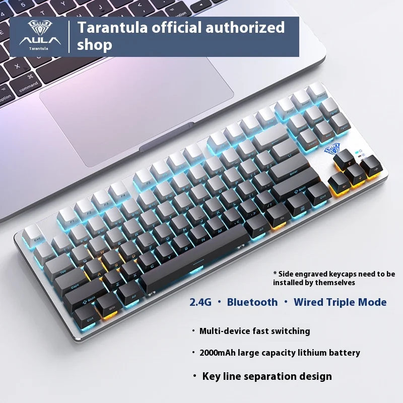 Aula F3287 Wireless Mechanical Keyboard Bluetooth 2.4g Side Carving 3-Mode E-Sports Game Poisonous Spider Gaming Accessories