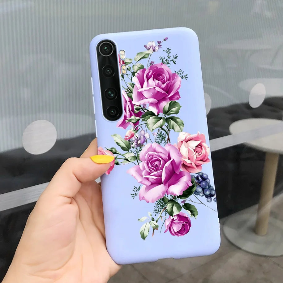 Case For Xiaomi Mi Note 10 Lite Back Cover Protective TPU Silicone Funda Fashion Flower Coque For Xiaomi Note 10 Lite Capa 6.47"