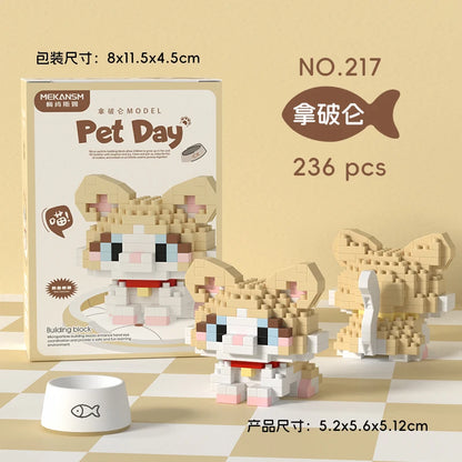 HUIQIBAO MINI Cute Pet Dog Cat Micro Building Block Model Set Kids City Cartoon Animal Diamond Bricks Educational Toys for Adult