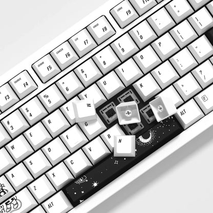 KBDiy Cherry Profile PBT Outer Space Keycaps Set for Mechanical Keyboards White DIY Coutom MX Switches Japanese 139 Keys Caps