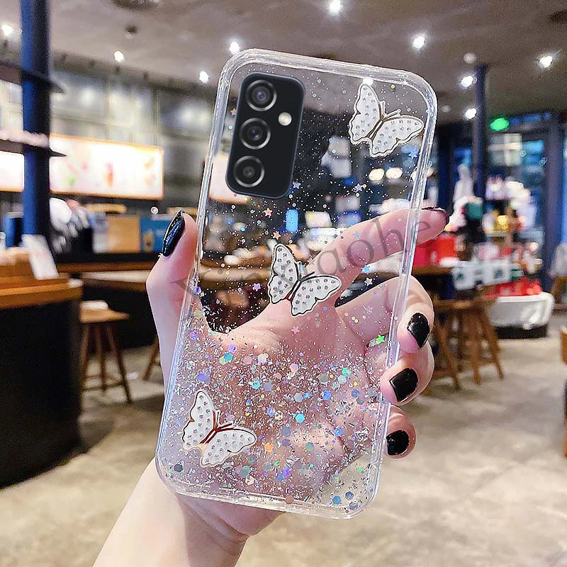 Fashion Phone Case for Samsung Galaxy A54 A34 5G A24 4G SamsungA54 Luxury Starry Sky Butterflies Transparent Soft Back Cover