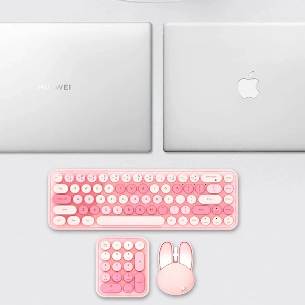 Mofii 3 In 1 Wireless Keyboard and Mouse 2.4G Keyboard and Mouse Kit Colorful Design Cute Retro keyboard kit With Keypad