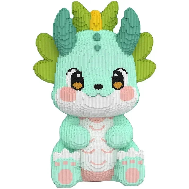 New 2024 Dragon Building Blocks Kawaii Flong Baby Small Particle Puzzle Ornaments Children Boys And Girls New Year Birthday Gift