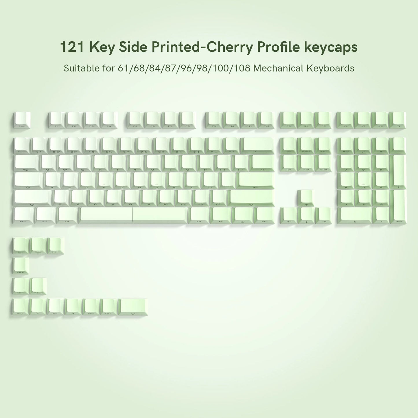 136 Key Side Print Gradient Red Cherry Profile PBT keycaps Double Shot Shine Through Backlit Key Caps For MX Mechanical Keyboard