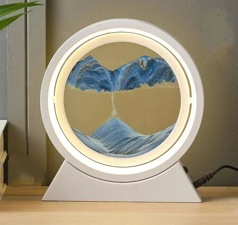 Sandscape Moving Sand Art Picture Table Lamp Quicksand Night Light 3D Hourglass Bedside Lamps Flowing Sand Painting Home Decor