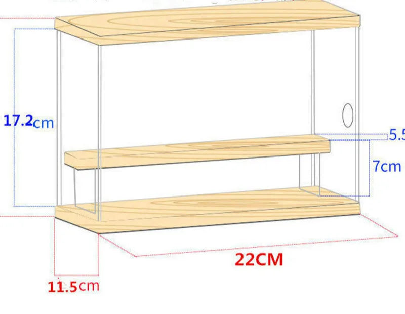 Wooden Display Box with Light Statuette Storage Box Acrylic Cartoon Doll Organizer Holder Figurines Case for POP MART Collect