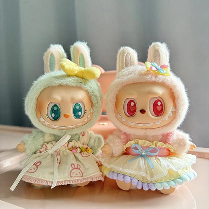 17cm Labubu I II Idol Dolls Clothes Kawaii Cute Rabbit Skirt Dress Accessories Korea Kpop Exo Clothing Plush Doll'S Clothes