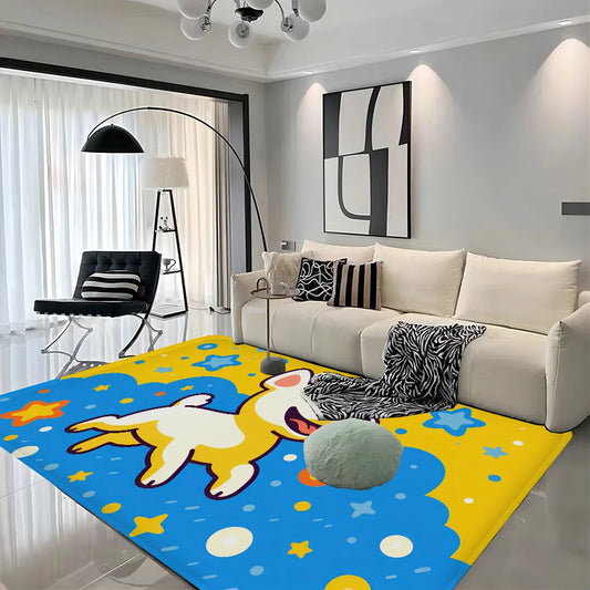 Cute Dog Long Rugs Cheaper Anti-slip Modern Living Room Balcony Printed Bedside Area Rugs