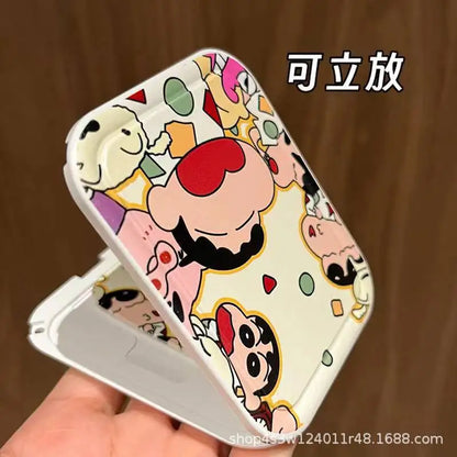 Anime Crayon Shin Chan Handheld Mirror Foldable Mirror Comb Makeup Portable Holiday Girls Cosmetic Mirror Girl Birthday Gifts