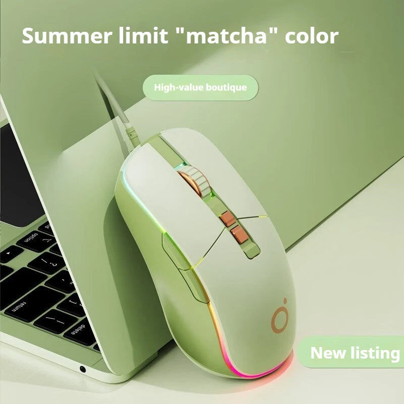 Usb Wired Mouse Ergonomic Rgb Backlit Green Mice Silent Optical Girl Gamer Mause For Gaming Office Desktop Computer Notebook