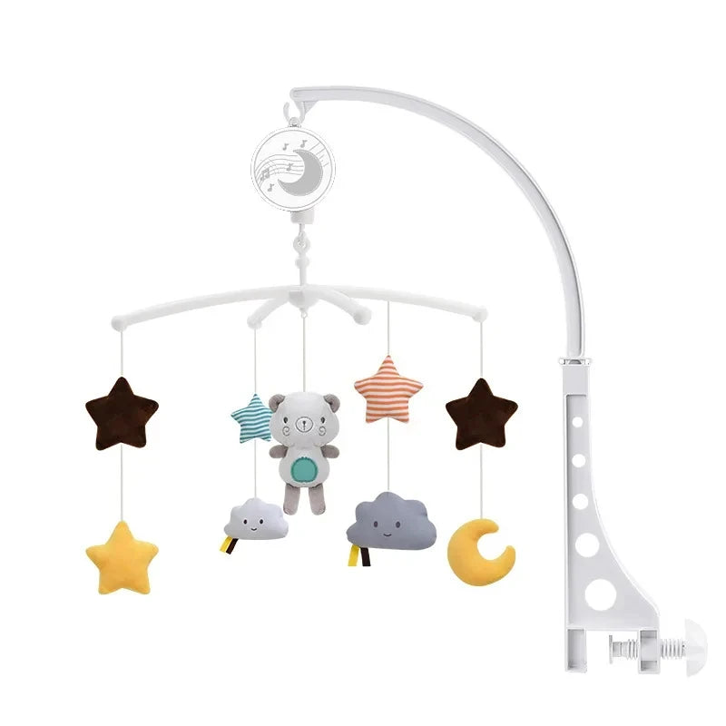 Baby Crib Mobile Bed Bell Rattle Toys 360° Carousel Bracket Stuffed Plush Animals Toys Coax a Newborn Baby Bed Bell Hanging Toys