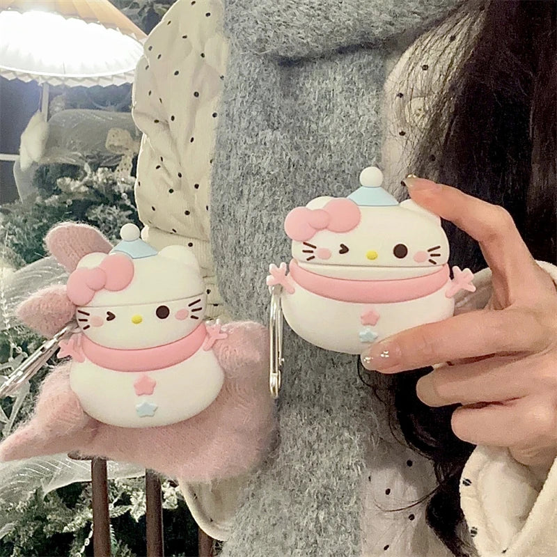 MINISO 3D Hello Kitty Snowman Earphone Cover For Apple AirPods 1 2 3 Generation Airpods Pro Wireless Bluetooth Headphone Case