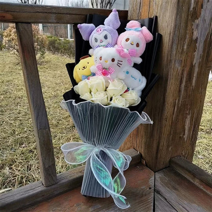 Graduation Bouquet Kuromi My Melody Hello Kitty Cinnamoroll Anime Plush Doll Toy Valentine's Day Girls Birthday Christmas Gift