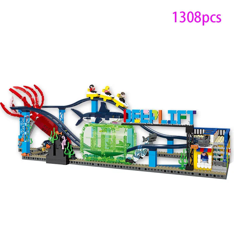 IN STOCK MOC Seabed City Playground Building Blocks Amusement Park Roller Coaster Bricks Toys for Children Birthday Gift Set