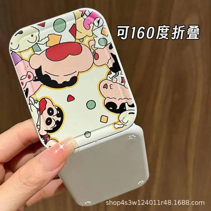 Anime Crayon Shin Chan Handheld Mirror Foldable Mirror Comb Makeup Portable Holiday Girls Cosmetic Mirror Girl Birthday Gifts