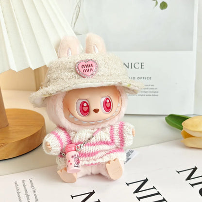 17cm Labubu I II Idol Dolls Cute Mini Plush Doll'S Clothes Korea Kpop Exo Idol Dolls DIY Accessories Pink Skirt Gifts New Style