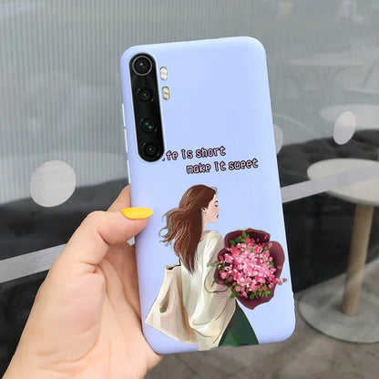 Case For Xiaomi Mi Note 10 Lite Back Cover Protective TPU Silicone Funda Fashion Flower Coque For Xiaomi Note 10 Lite Capa 6.47"