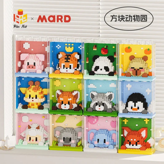 Kawaii Animal Building Blocks Red Panda Raccoon Koala Penguin Assembled Elephant Model Mini Brick Figure Toys For Kids Gifts